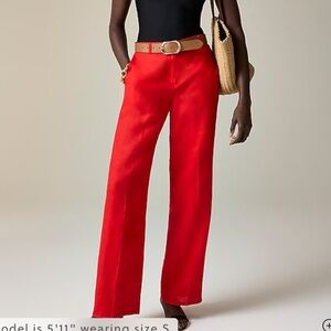J crew Harbor pant in linen Red Arroyo